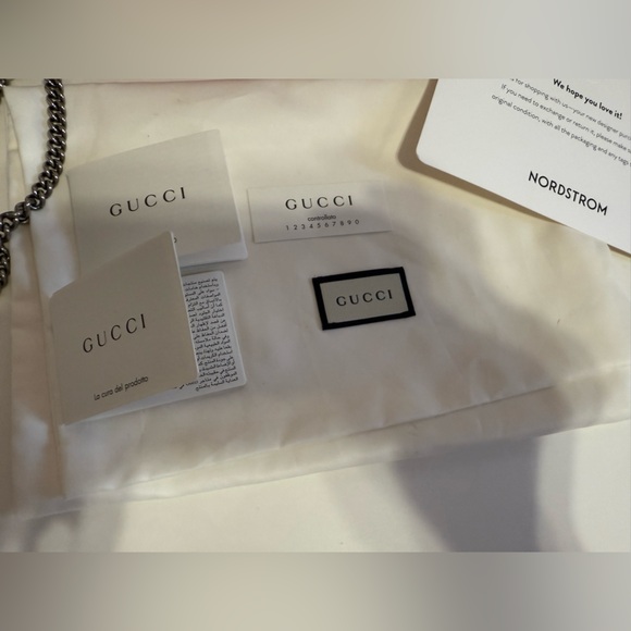 Gucci GG Marmont Super Mini Leather Crossbody In Pink/ Silver - Picture 8 of 16